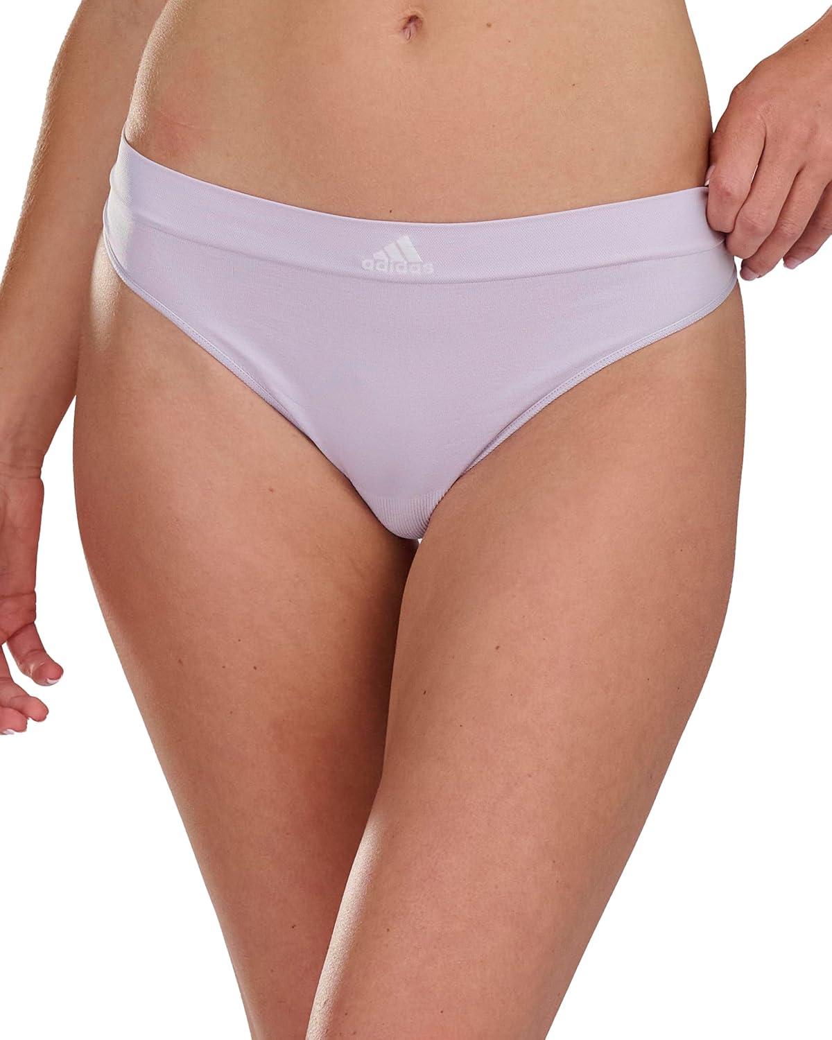imageadidas womens Seamless Thong Underwear 3packSilver DawnBlack RibbedHeather Grey