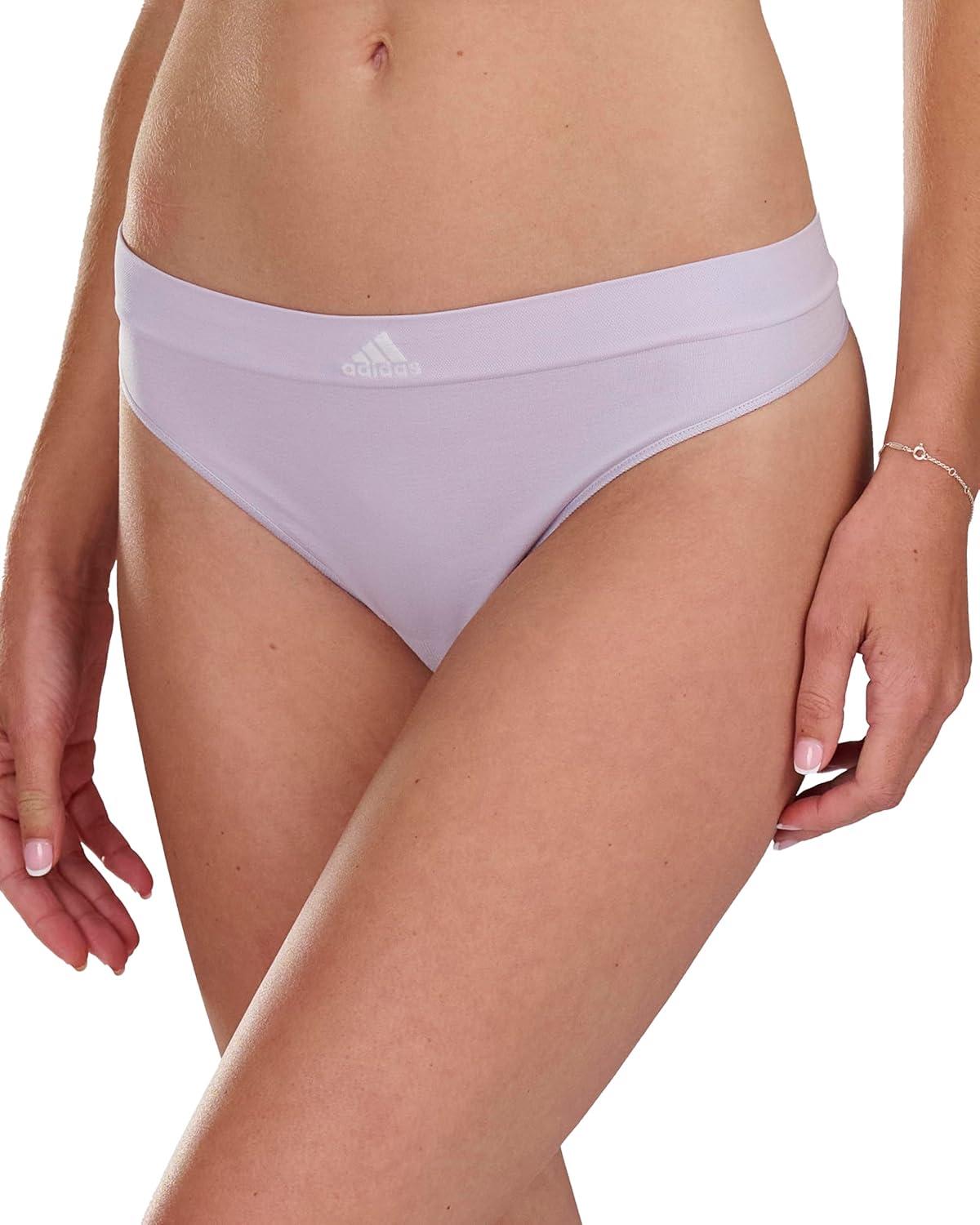 imageadidas womens Seamless Thong Underwear 3packSilver DawnBlack RibbedHeather Grey