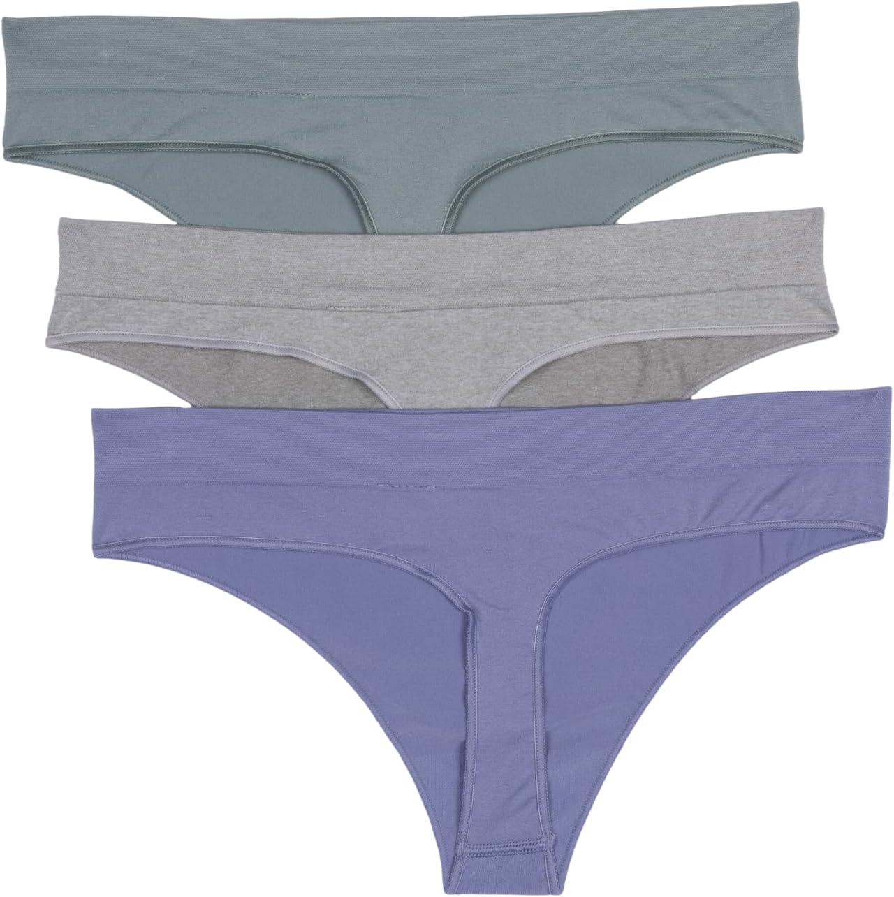 imageadidas womens Seamless Thong Underwear 3packSilver VioletHeather GreySilver Green