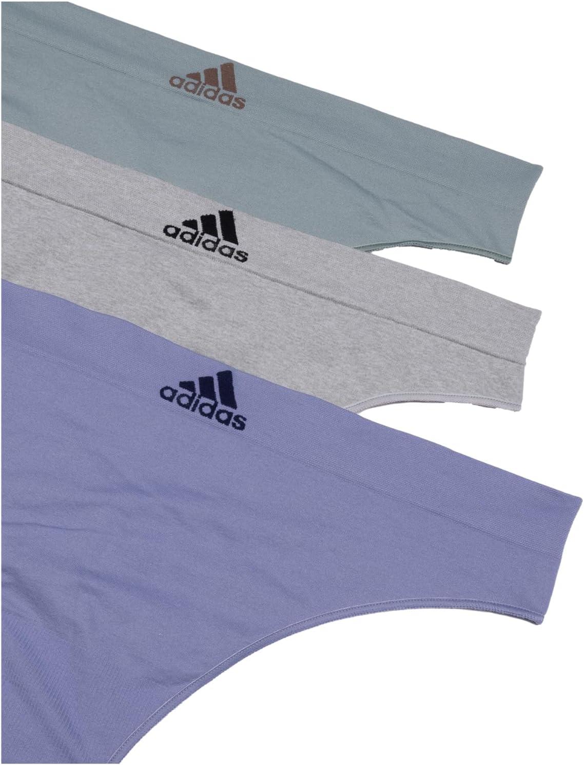 imageadidas womens Seamless Thong Underwear 3packSilver VioletHeather GreySilver Green