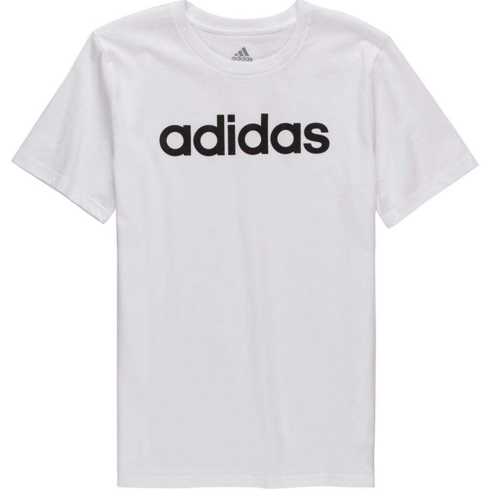 imageadidas Boys Short Sleeve Linear Logo TShirtLinear Logo White