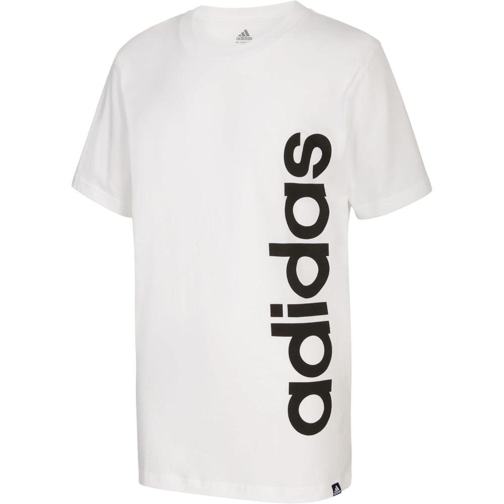 imageadidas Boys Short Sleeve Linear Logo TShirtWhite Core