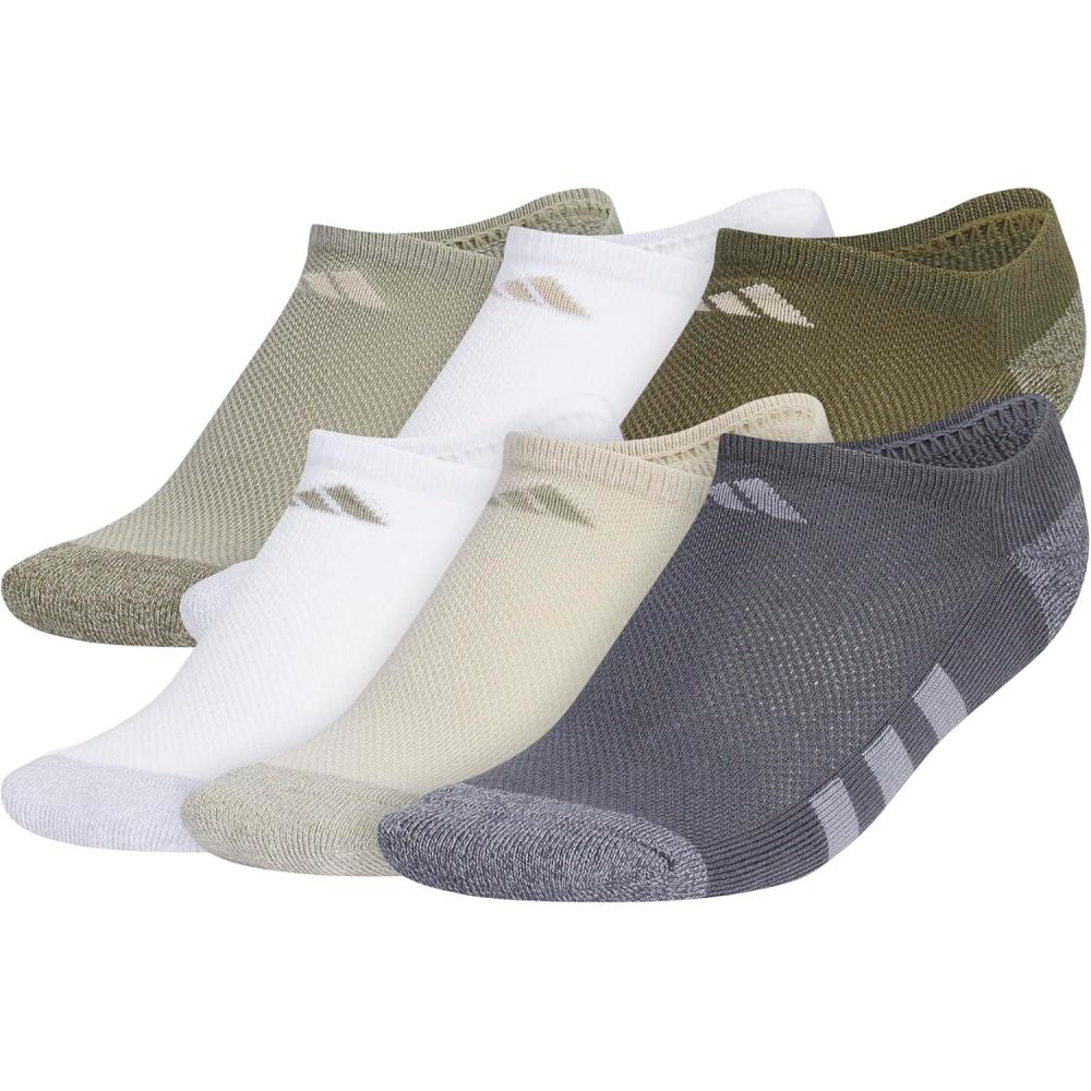 imageadidas Unisex Kids No Show Socks for Boys and Girls 6Pack Athletic Cushioned Low Profile Below AnkleSilver Pebble GreyPutty GreyWhite