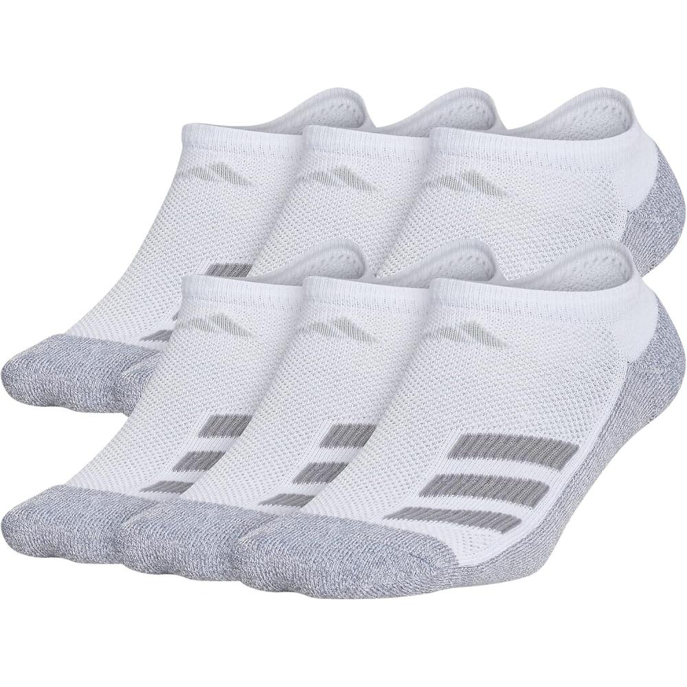 imageadidas Unisex Kids No Show Socks for Boys and Girls 6Pack Athletic Cushioned Low Profile Below AnkleWhiteGreyLight Onix GreyStripe