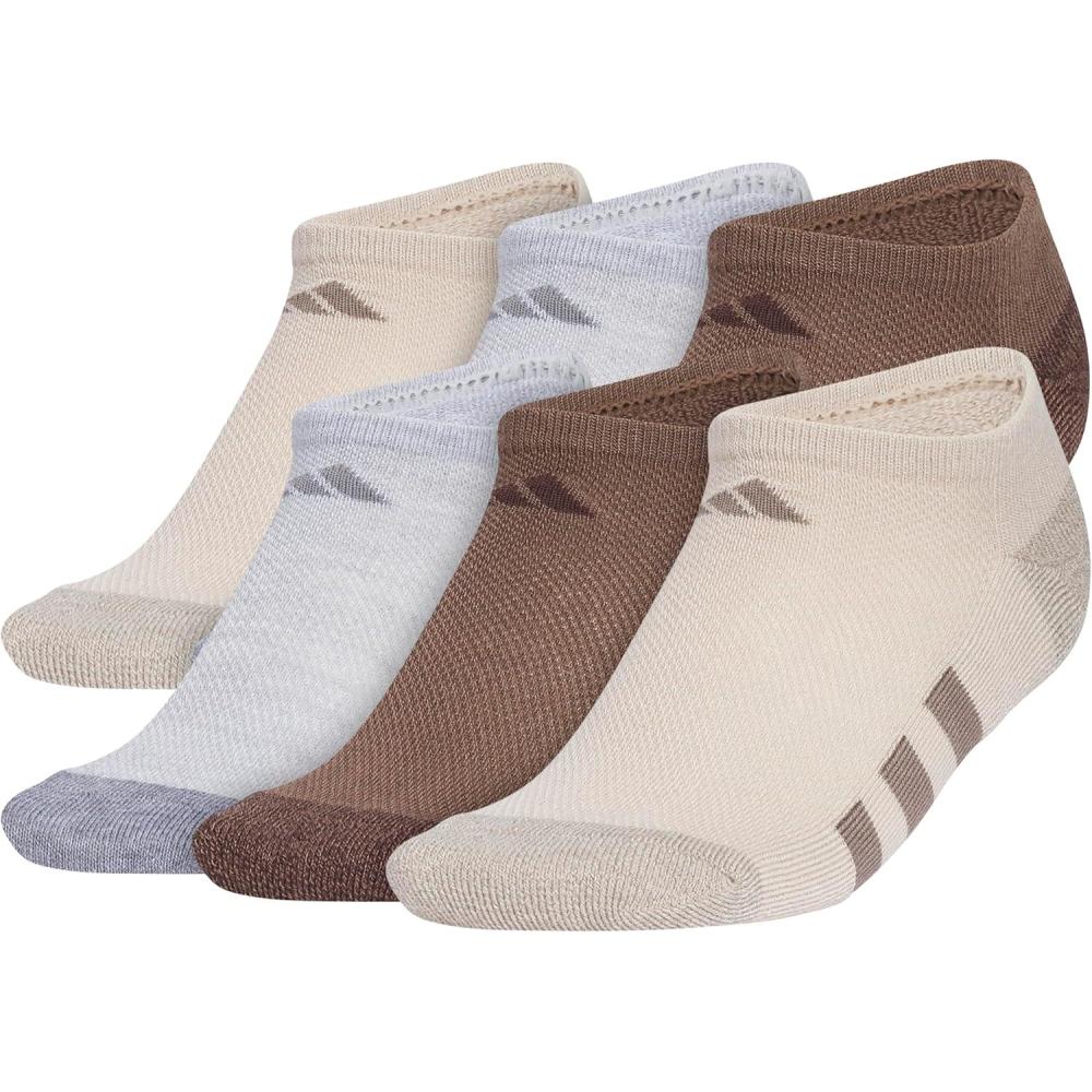 imageadidas Unisex Kids No Show Socks for Boys and Girls 6Pack Athletic Cushioned Low Profile Below AnkleWonder BeigeCool Light HeatherEarth Strata Brown