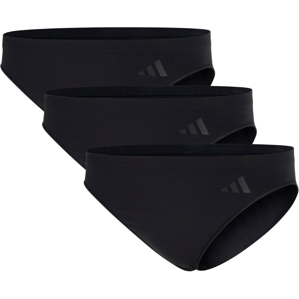 imageadidas womens Active Seamless Ultimate Stretch Bikini Brief Underwear 3packBlack