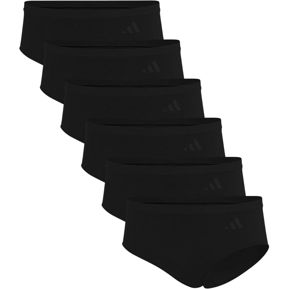 imageadidas womens Active Seamless Ultimate Stretch Bikini Brief Underwear 6packBlack