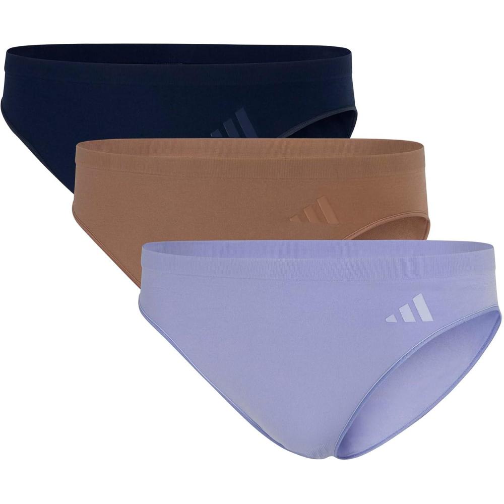 imageadidas womens Active Seamless Ultimate Stretch Bikini Underwear 3packNight IndigoToasted AlmondVelvet Tone