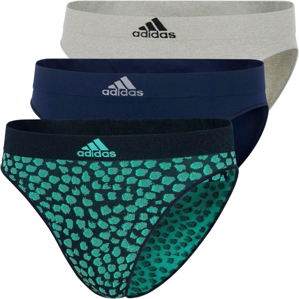 imageadidas womens Seamless Bikini Underwear MultipackBlue JacquardMahoganyNight Indigo
