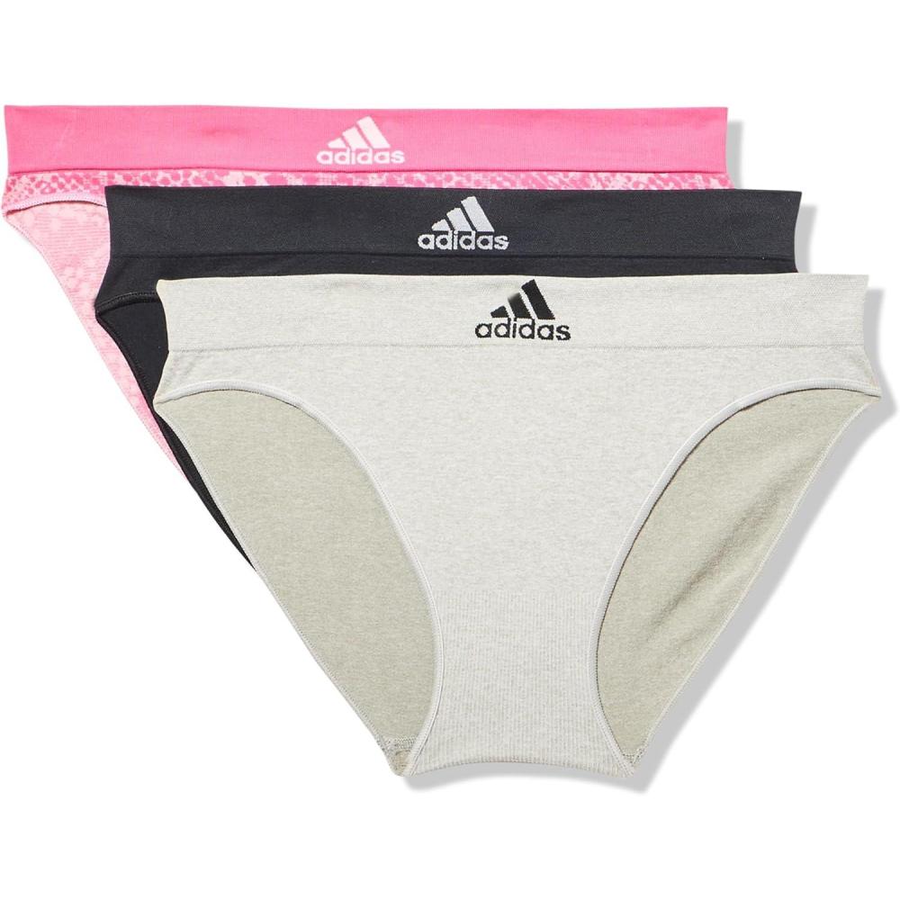 imageadidas womens Seamless Bikini Underwear MultipackPink Snake JacquardGreyBlack