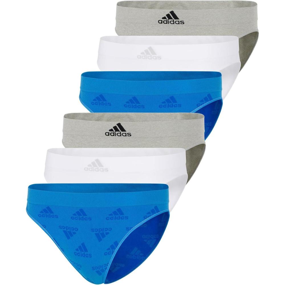 imageadidas womens Seamless Bikini Underwear MultipackPulse Blue LogoHeather GreyWhite