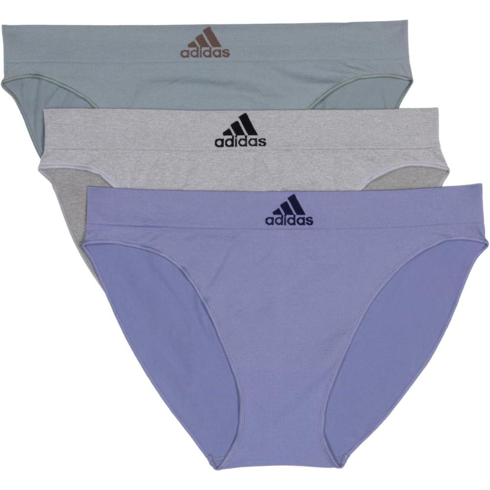 imageadidas womens Seamless Bikini Underwear MultipackSilver VioletHeather GreySilver Green