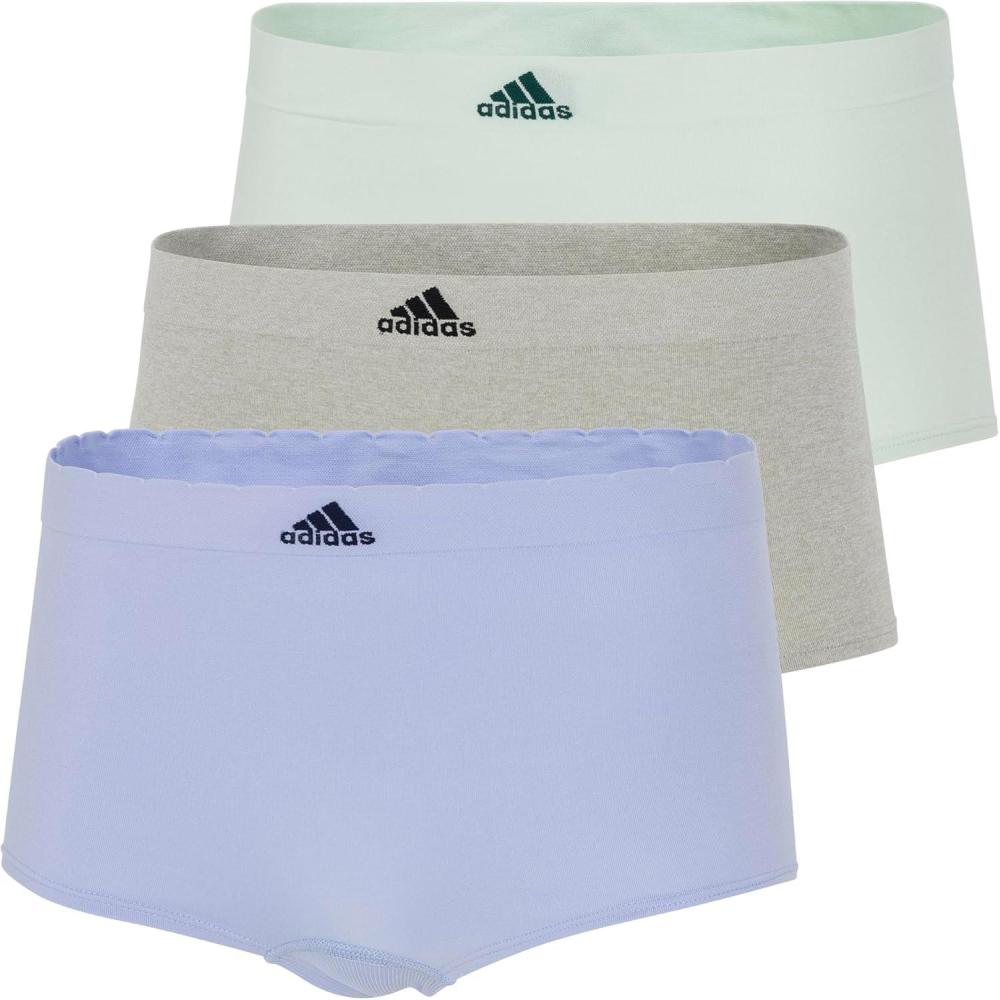 imageadidas womens Seamless Boyshort Underwear MultipackLucid Pink RibbedHeather GreyShadow Violet