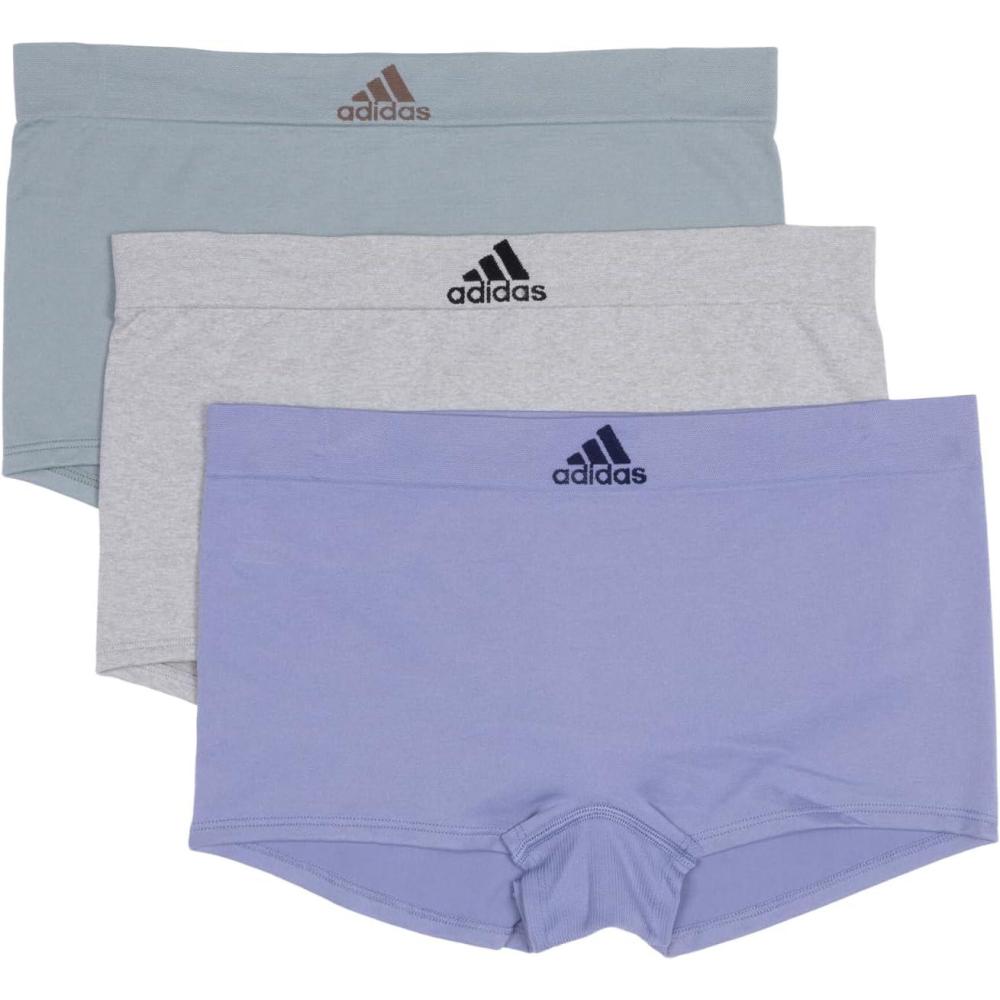 imageadidas womens Seamless Boyshort Underwear MultipackSilver VioletHeather GreySilver Green