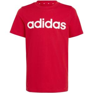 adidas Boys Short Sleeve Linear Logo T-Shirt(Better Scarlet / White)