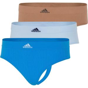 adidas womens Seamless Thong Underwear 3-pack(Pulse Blue Ribbed/Clear Sky/Toasted Almond)