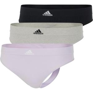 adidas womens Seamless Thong Underwear 3-pack(Silver Dawn/Black Ribbed/Heather Grey)