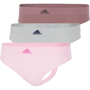 adidas womens Seamless Thong Underwear 3-pack(Wonder Pink Ribbed/Wonder Silver/Wonder Oxide Fishnet)
