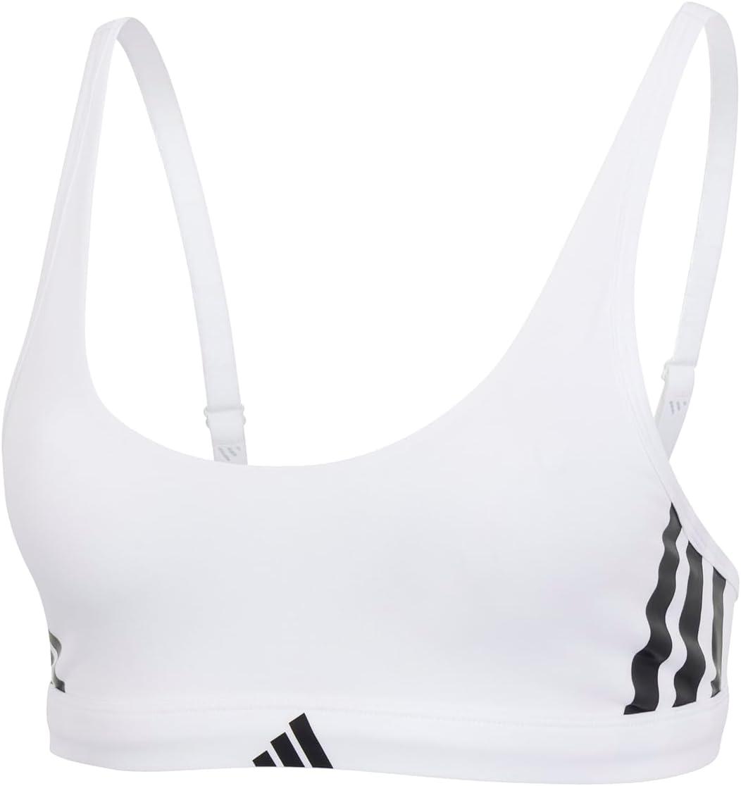 imageAdidas Womens 3 Stripes Active Essentials Cotton Scoop Bralette with Removable CookiesWhite