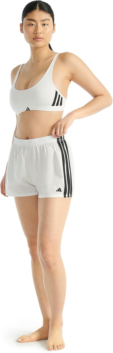 imageAdidas Womens 3 Stripes Active Essentials Cotton Scoop Bralette with Removable CookiesWhite