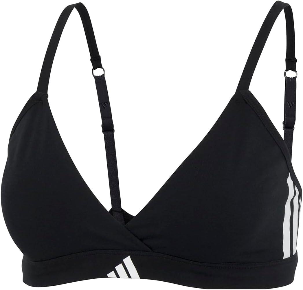 imageAdidas Womens 3 Stripes Active Essentials Cotton Triangle Wrap BraletteBlack