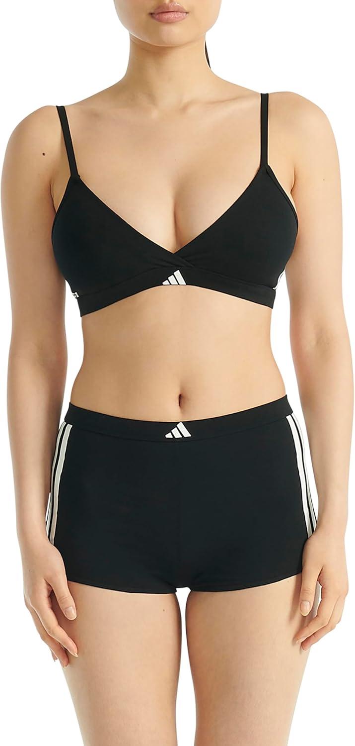 imageAdidas Womens 3 Stripes Active Essentials Cotton Triangle Wrap BraletteBlack