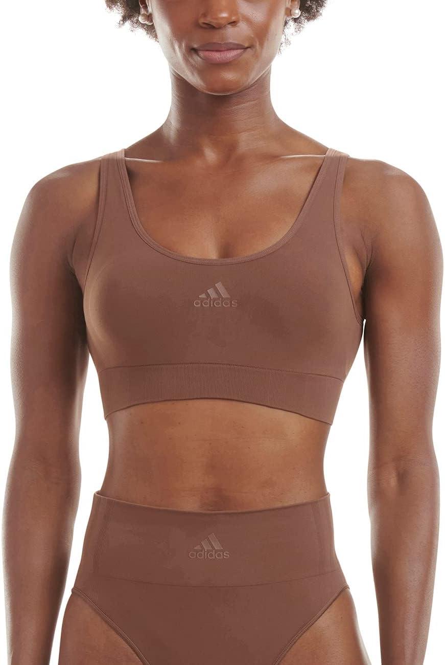 imageAdidas Womens Micro 720 Seamless Scoop Lounge Bra with Removable Cookies302 Toasted Mocha