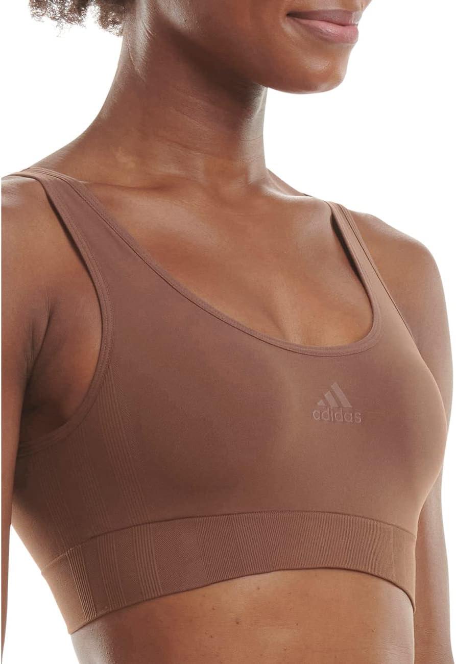 imageAdidas Womens Micro 720 Seamless Scoop Lounge Bra with Removable Cookies302 Toasted Mocha