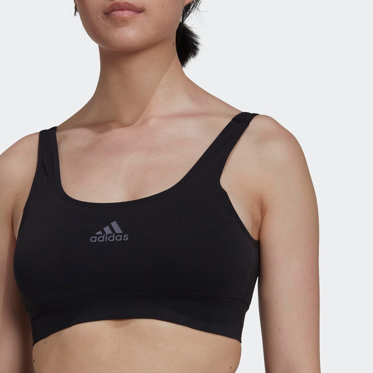 imageAdidas Womens Micro 720 Seamless Scoop Lounge Bra with Removable CookiesBlack