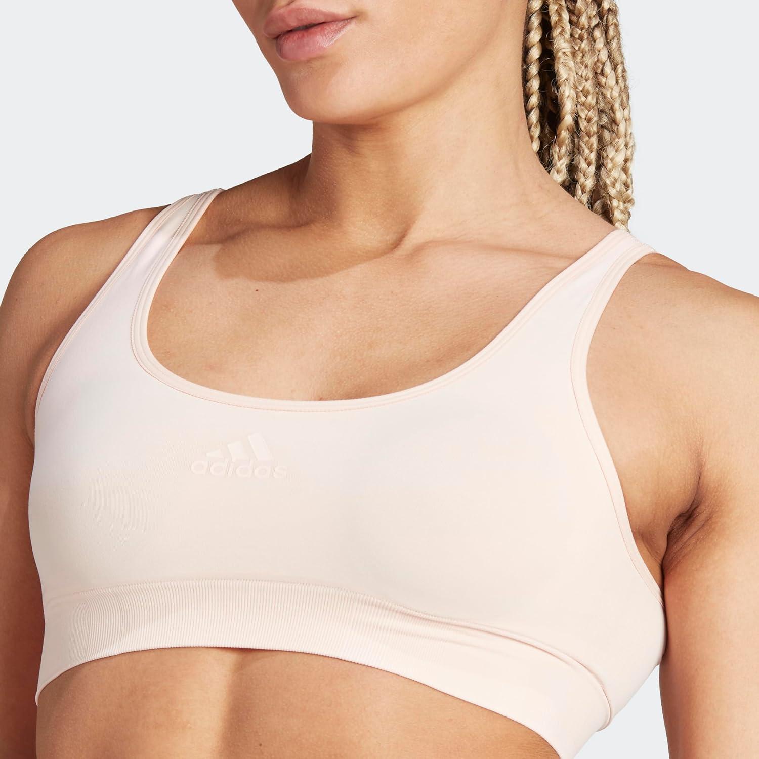 imageAdidas Womens Micro 720 Seamless Scoop Lounge Bra with Removable CookiesPeach Whip