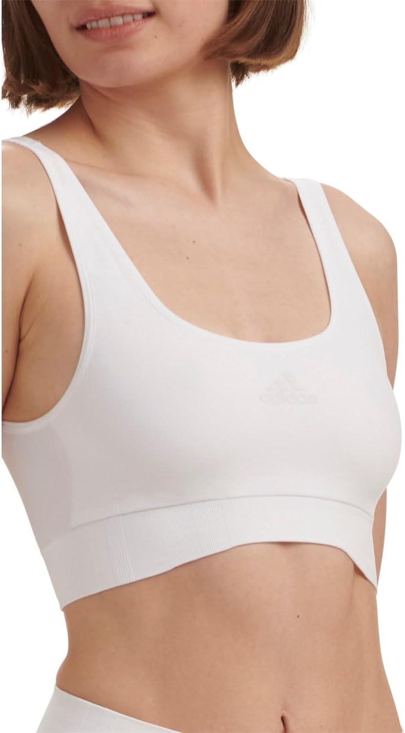 imageAdidas Womens Micro 720 Seamless Scoop Lounge Bra with Removable CookiesWhite