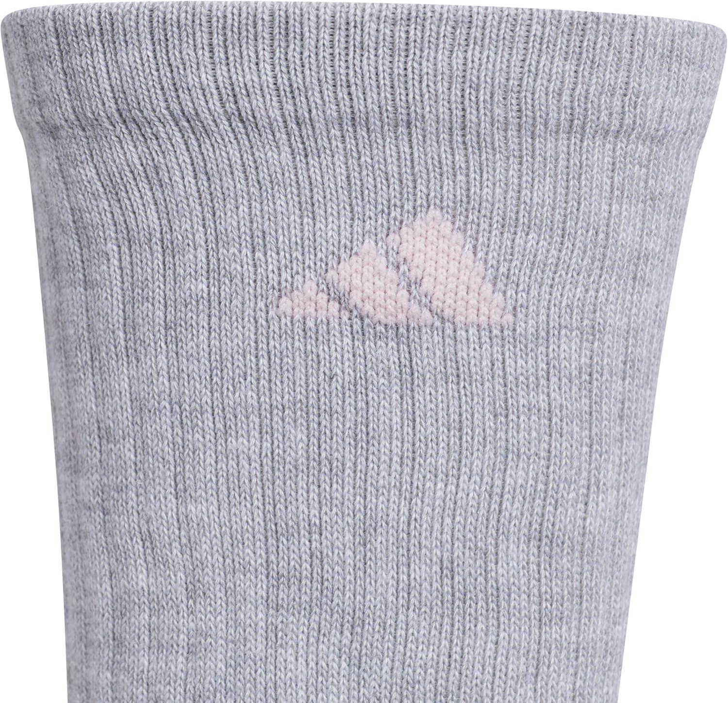 imageadidas Womens Athletic Cushioned Crew Socks 6Pack Durable MoistureWicking Cushioned Arch Support Socks for WomenCool Light HeatherClear PinkDark Blue