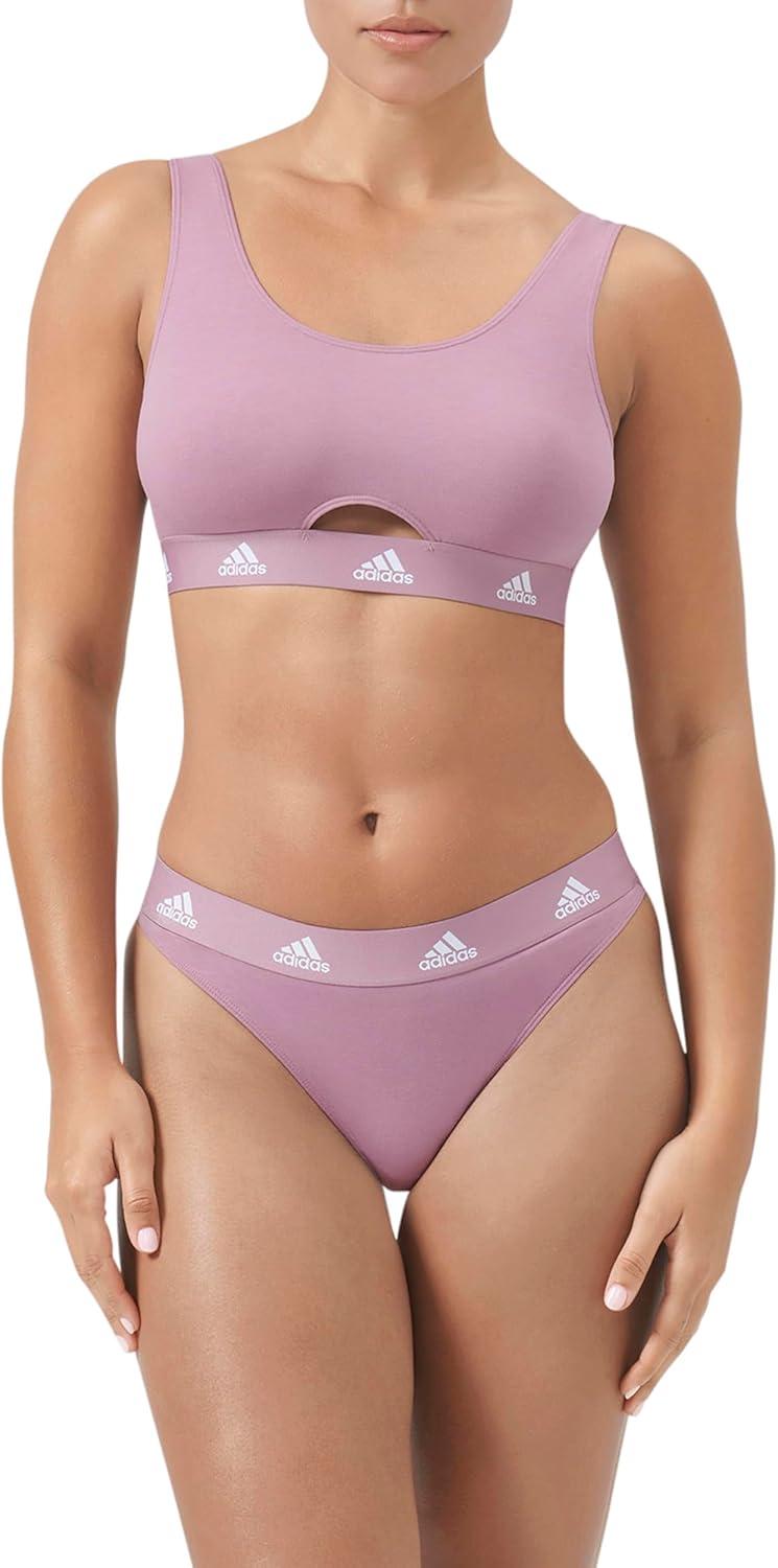 imageadidas Womens Cotton Logo Scoop Bralette Wonder Orchid Medium