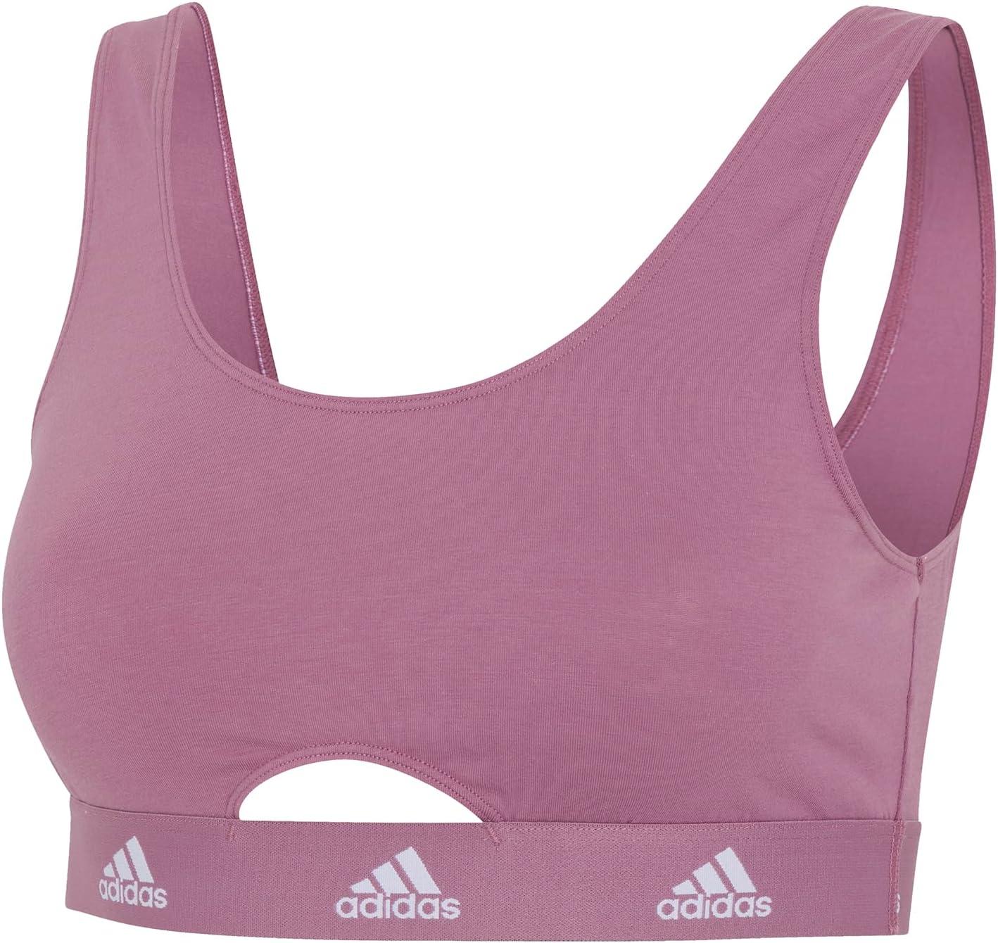 imageadidas Womens Cotton Logo Scoop Bralette Wonder Orchid Medium