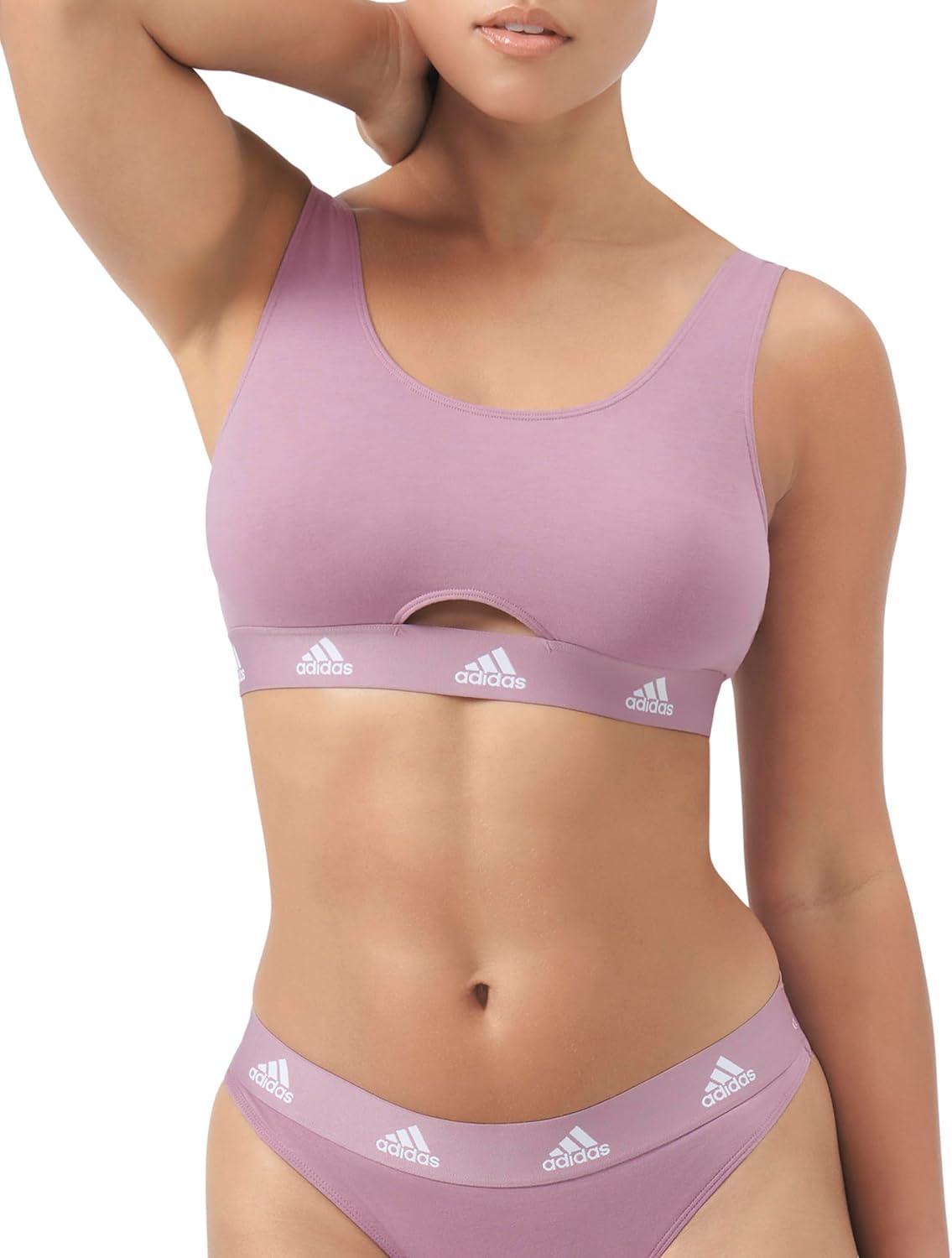 imageadidas Womens Cotton Logo Scoop Bralette Wonder Orchid Medium