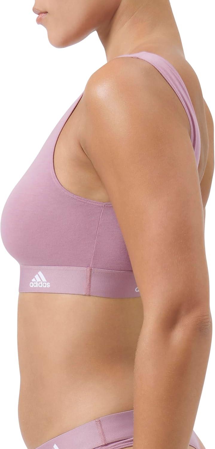 imageadidas Womens Cotton Logo Scoop Bralette Wonder Orchid Medium
