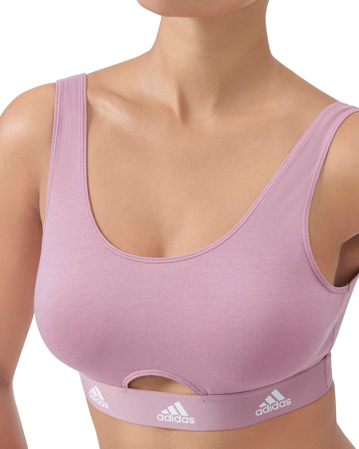 imageadidas Womens Cotton Logo Scoop Bralette Wonder Orchid Medium