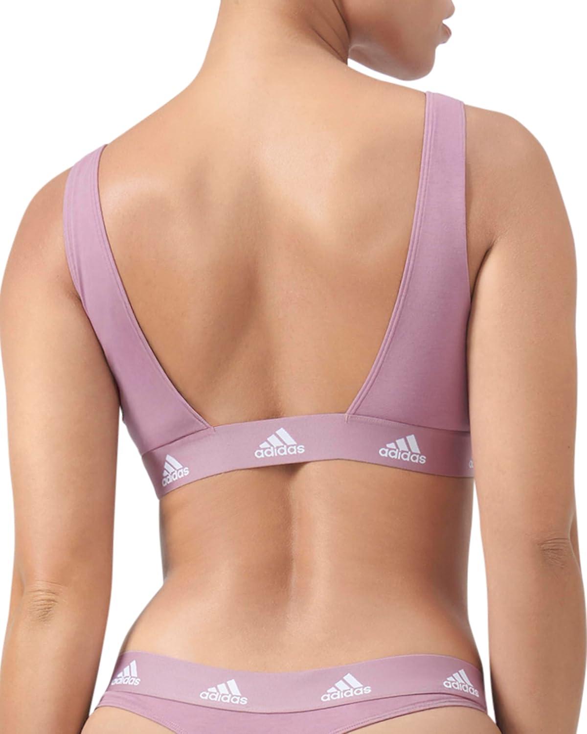 imageadidas Womens Cotton Logo Scoop Bralette Wonder Orchid Medium