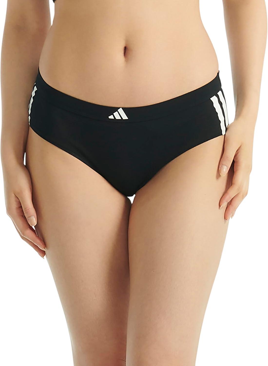 imageadidas womens 3 Stripes Active Essentials Cotton Hipster Underwear 2packBlackBlack