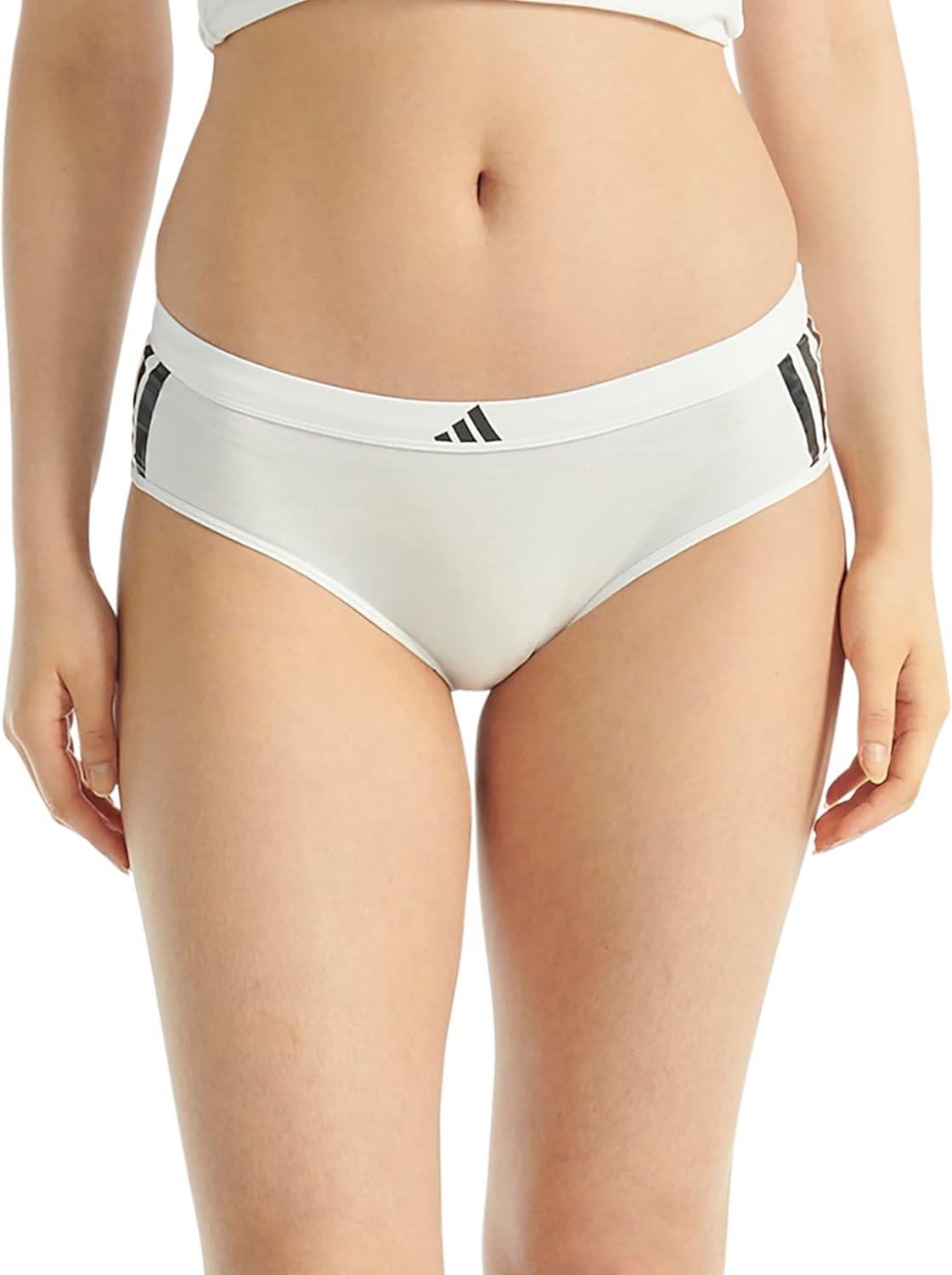 imageadidas womens 3 Stripes Active Essentials Cotton Hipster Underwear 2packWhiteWhite