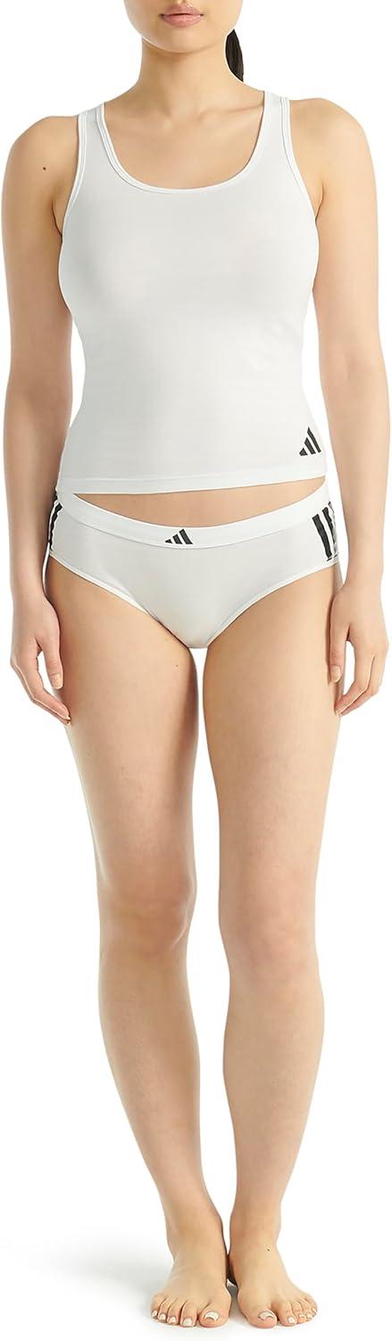 imageadidas womens 3 Stripes Active Essentials Cotton Hipster Underwear 2packWhiteWhite