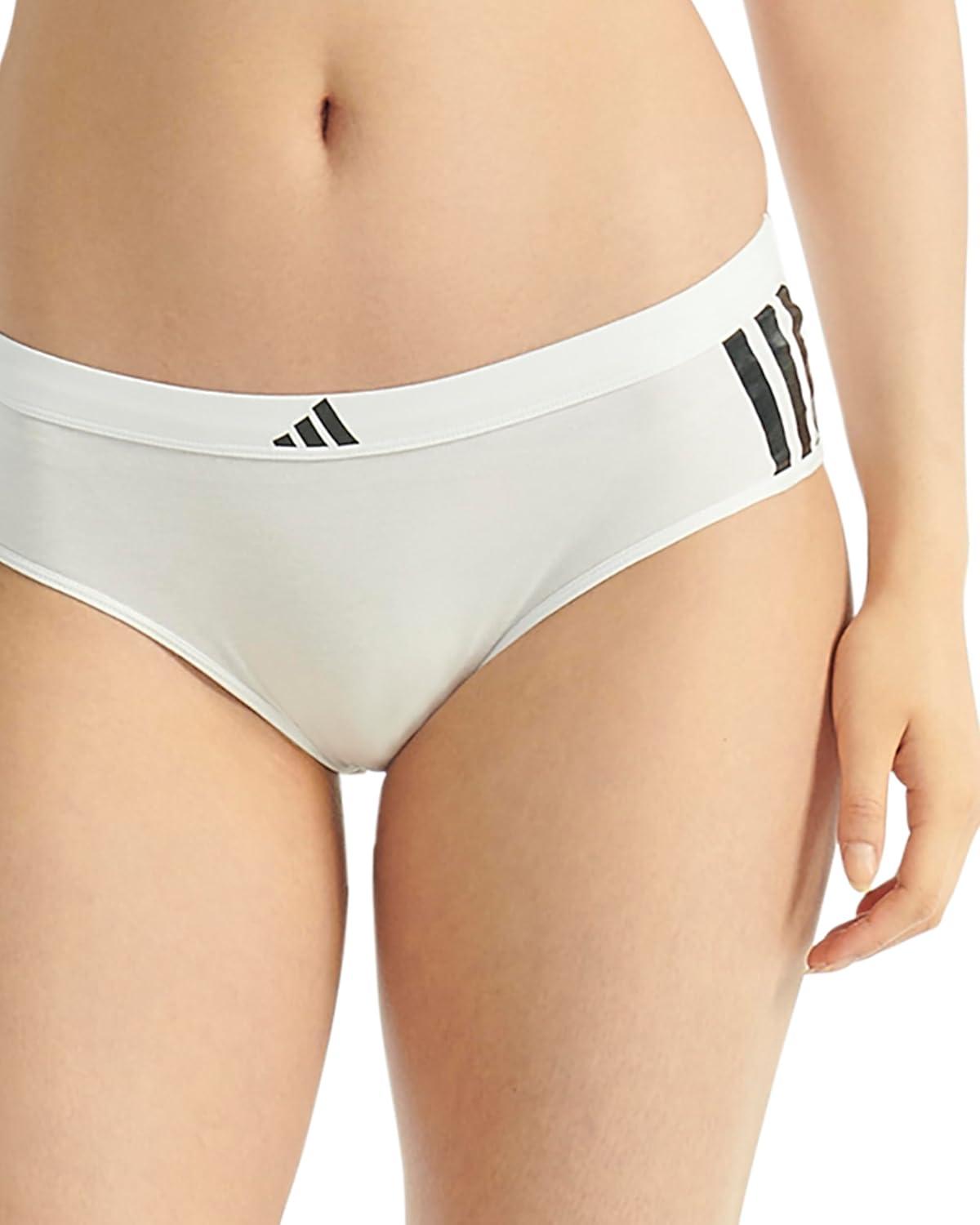 imageadidas womens 3 Stripes Active Essentials Cotton Hipster Underwear 2packWhiteWhite