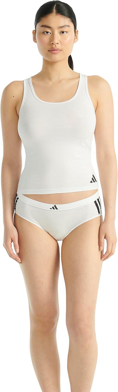 imageadidas womens 3 Stripes Active Essentials Cotton Hipster UnderwearWhite