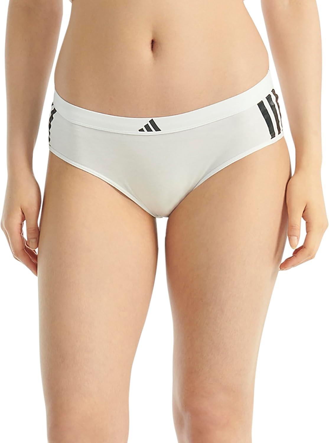 imageadidas womens 3 Stripes Active Essentials Cotton Hipster UnderwearWhite
