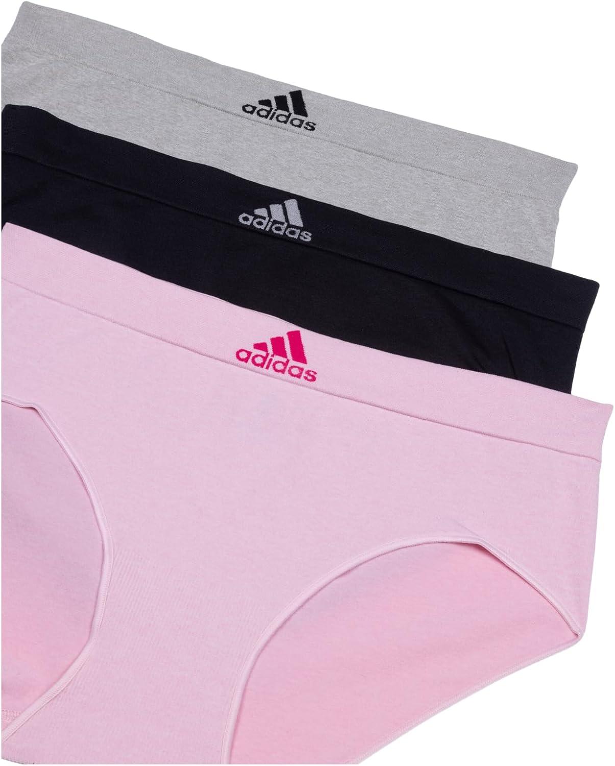 imageadidas womens Seamless Brief Panties 3packPink HeatherBlackHeather Grey