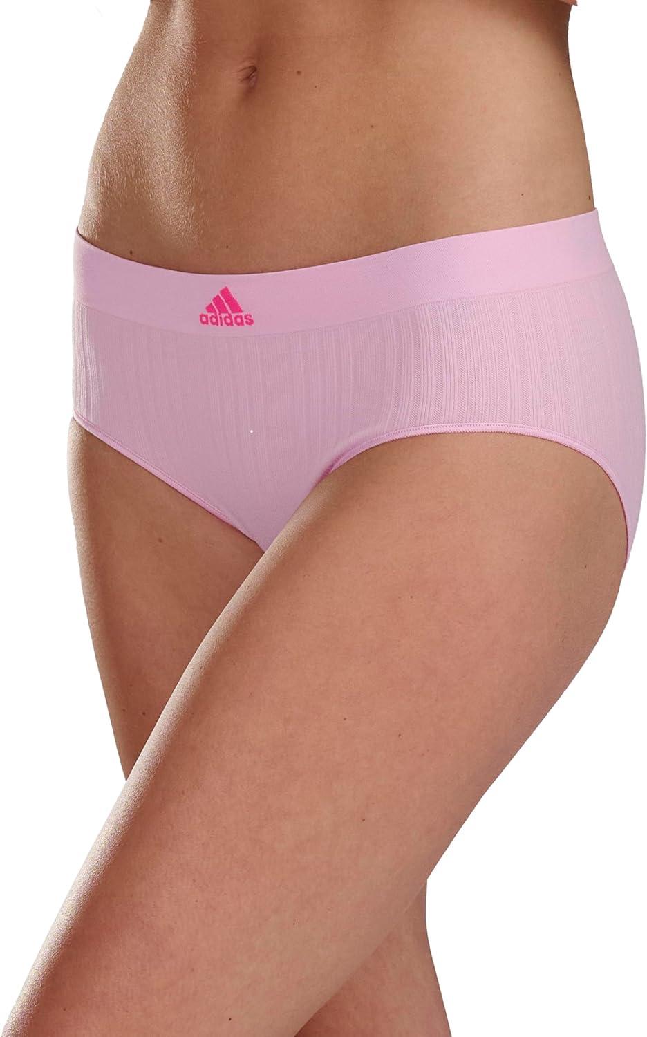 imageadidas womens Seamless Brief Panties 3packWonder Pink RibbedWonder SilverWonder Oxide Fishnet