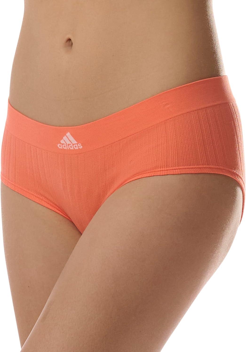 imageadidas womens Seamless Hipster Underwear 3 PackSunglow RibbedWonder QuartzPreloved Ink