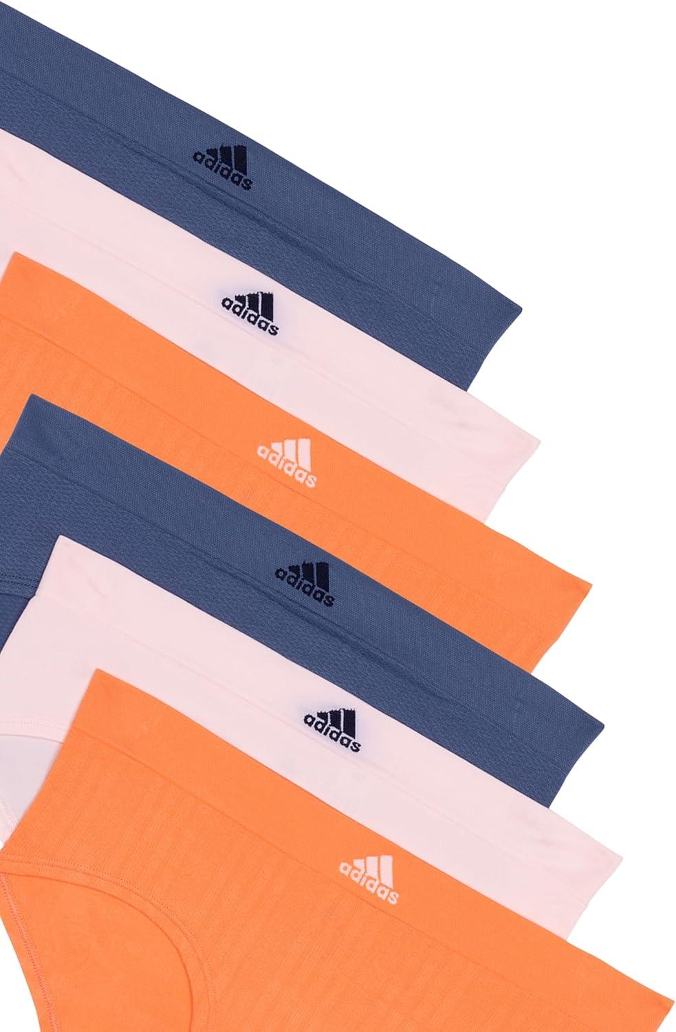 imageadidas womens Seamless Hipster Underwear 3 PackSunglow RibbedWonder QuartzPreloved Ink
