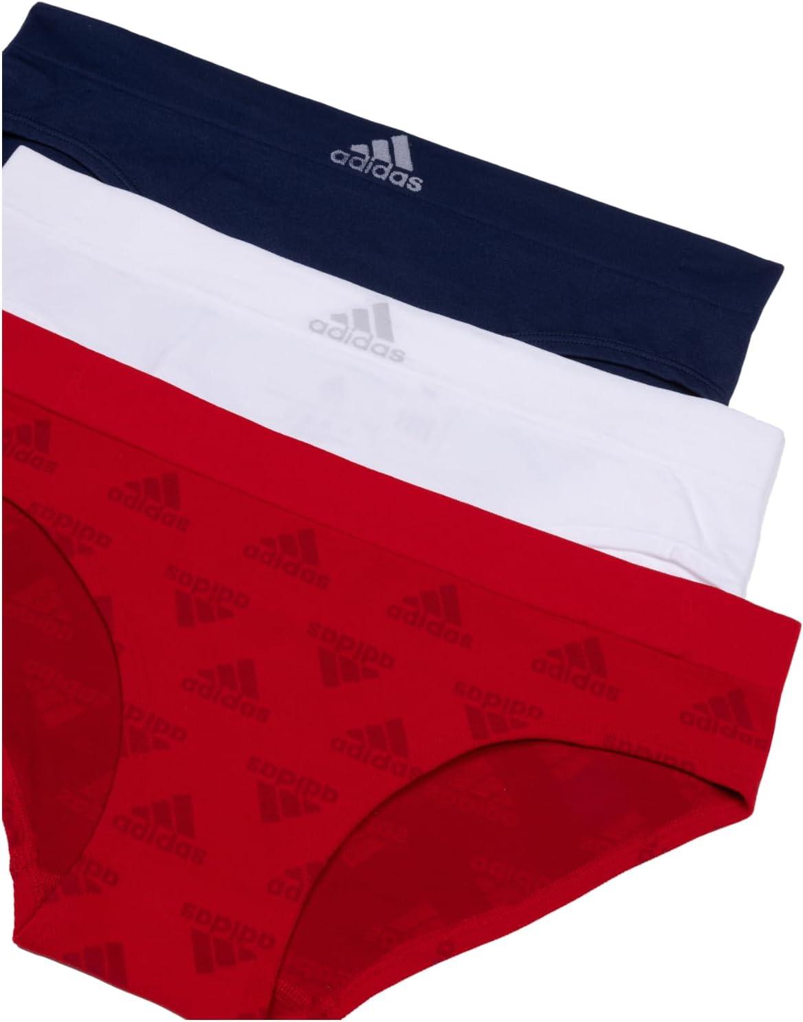 imageadidas womens Seamless Hipster Underwear 3 PackVivid Red W Logo JacqWhiteNight Indigo