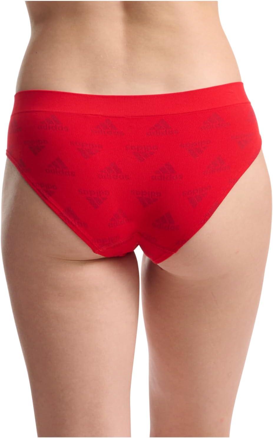 imageadidas womens Seamless Hipster Underwear 3 PackVivid Red W Logo JacqWhiteNight Indigo